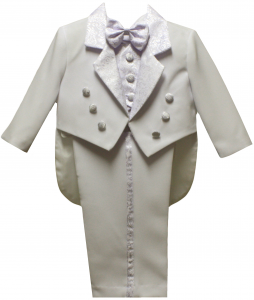 BOYS TUXEDO W/ BROCADED VEST & TAIL (WHITE)